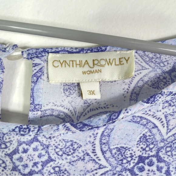 Cynthia Rowley Women’s Purple Short Sleeve Round Neck Blouse Top Size 3X - Picture 2 of 6